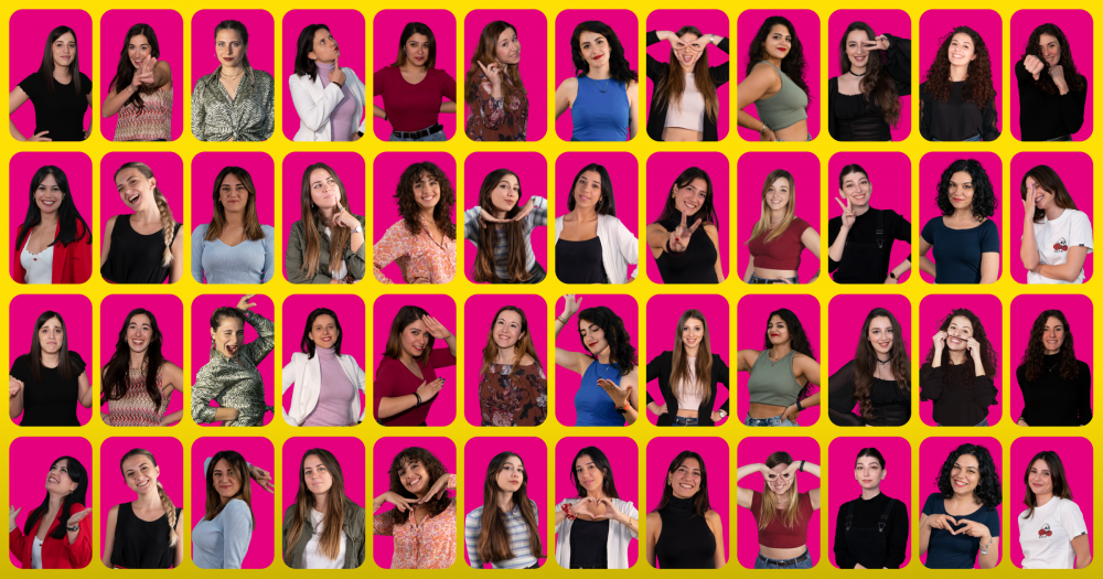 Collage dei volti femminili che lavorano in CreationDose